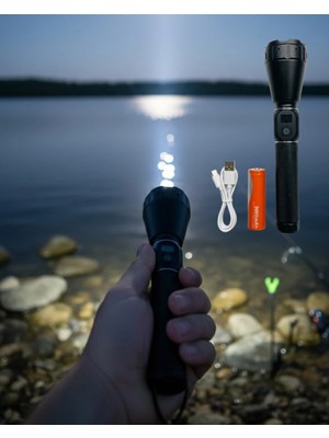 Marsilyan 60W Güçlü LED El Feneri 6000 Lümen Uzun Mesafe Aydınlatma Seti