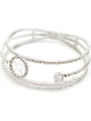 Incili Su Yolu Bileklik - Gümüş