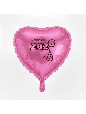 Feyza Design Hoş Geldin 2026 Pembe Yılbaşı Balonları ve Süsler