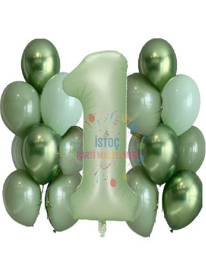 Feyza Design Yetişkin ve Çocuklar Için Yeşil Rakam ve Balon Seti 1 Yaş