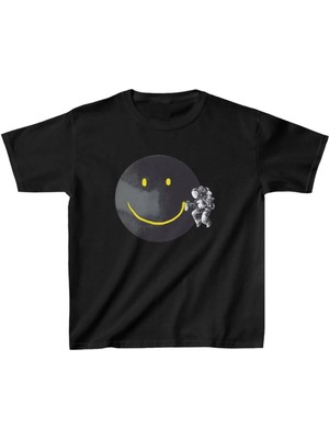 Tarz Yeri Unisex Çocuk Baskılı T-Shirt - Siyah