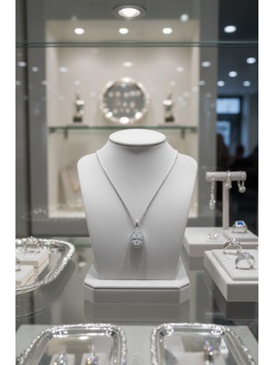 Anka Mücevherat 925 Ayar Gümüş Damla Kadın Kolye (Beyaz)