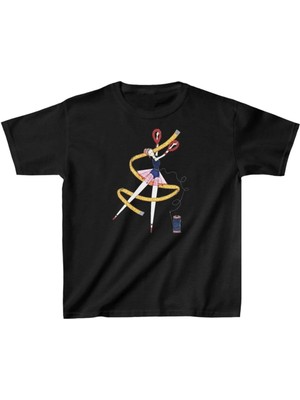 Unisex Çocuk Baskılı T-Shirt - Siyah