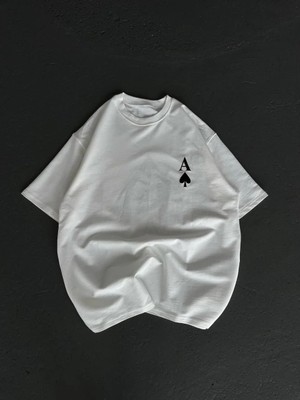 Kadın Baskılı T-Shirt Kısa Kol Bisiklet Yaka Oversize Rahat Kalıp Günlük Tişört  - Beyaz