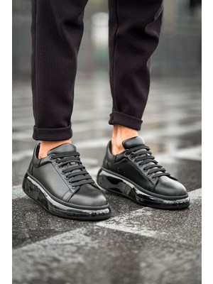Roof Atelier Erkek Siyah Kalın Taban Bağcıklı Spor Ayakkabı  - 295 - Cst Sollıevo