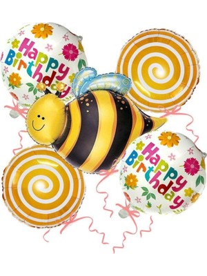 Feyza Design Yedi Parçalı Sarı Folyo Balon Seti - Doğum Günü Teması