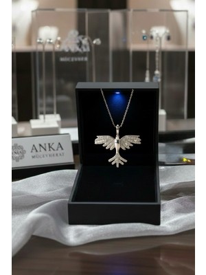 Anka Mücevherat Işıklı Kutuda 925 Ayar Gümüş Anka Kuşu Kadın Kolye