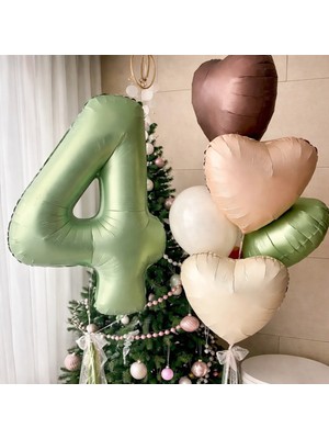 Feyza Design Haki Renkli 4 Yaş Rakam Balon Seti - 5 Parça