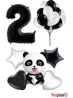 Feyza Design Mavi Folyo Balon Seti: 5 Balon ve 12 Siyah Beyaz Balon