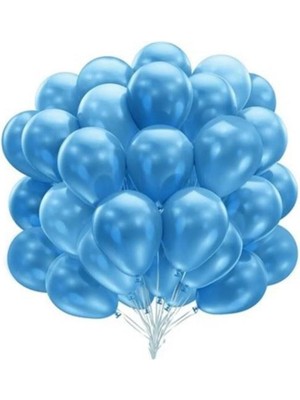 Feyza Design 20 Adet Metalik Mavi Balon - Doğum Günü Partisi Süsleri