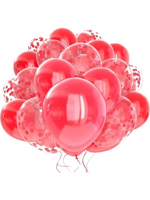 Feyza Design Kırmızı Kalp Yıldız Folyo Balon Seti Doğum Günü Parti Dekorasyonu