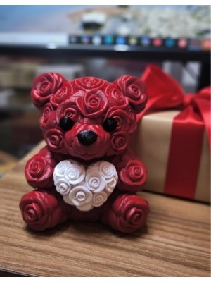Marsilyan 10 cm 3D Kalp Tutan Ayıcık Dekoratif Sevgililer Günü Hediyesi