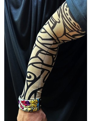 Marsilyan Giyilebilir Kol Dövmesi Çorap Dövme 3D Baskılı Kol Bacak Dövme 2 Adet Model 12