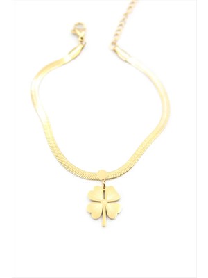 Italyan Zincir Yonca Bileklik - Altın