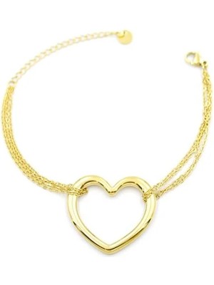 Zincir Kalp Bileklik - Altın