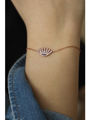 By Barun Nazar Boncuk Göz Bileklik Zirkon Taşlı 925 Ayar Gümüş Bileklik