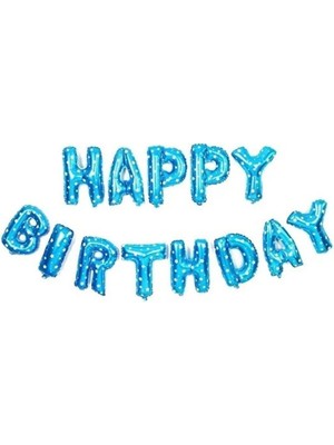 Feyza Design Mavi Puanlı Happy Birthday ve Rakam Folyo Balon Seti Yaş 3