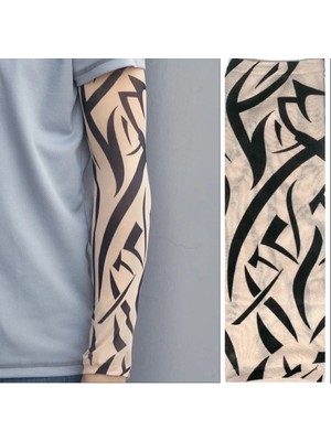 Marsilyan Giyilebilir Kol Dövmesi Çorap Dövme 3D Baskılı Kol Bacak Dövme 2 Adet Model 10