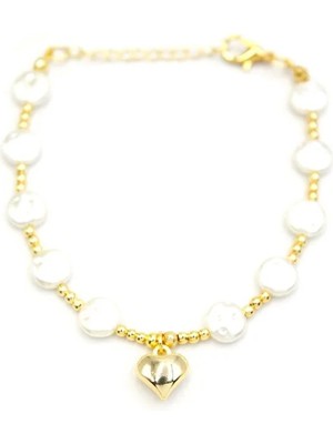 Kalp Inci Bileklik - Altın