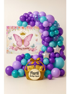 Feyza Design Turkuaz Mor Lila Pastel Balon Seti 30'lu Parti ve Doğum Günü Dekorasyonu