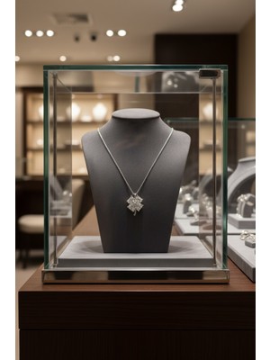 Anka Mücevherat 925 Ayar Gümüş Yonca Kadın Kolye (Beyaz)