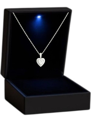 Anka Mücevherat Işıklı Kutuda 925 Ayar Gümüş Kalp Kadın Kolye (Beyaz)