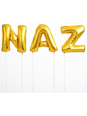 Feyza Design Altın Renkli 3 Harfli Kişiye Özel Uçan Folyo Balon Seti
