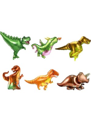 Feyza Design Dinozor Figürlü 6'lı Balon Seti - Çok Renkli ve Uzun Ömürlü