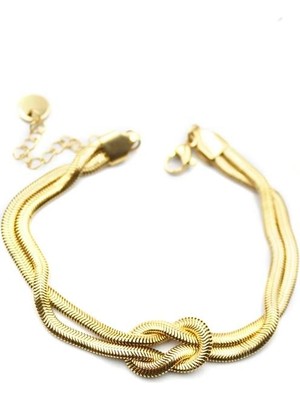 Düğüm Zincir Çelik Bileklik - Altın