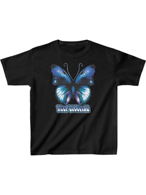 Unisex Çocuk Baskılı T-Shirt - Siyah
