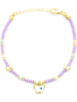 Kelebek Boncuk Bileklik - Mor