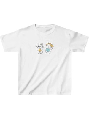 Tarz Yeri Unisex Çocuk Baskılı T-Shirt - Beyaz
