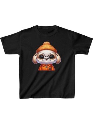 Unisex Çocuk Baskılı T-Shirt - Siyah