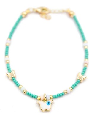 Kelebek Boncuk Bileklik - Açık Yeşil