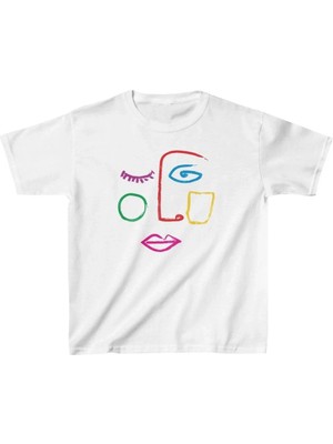 Unisex Çocuk Baskılı T-Shirt - Beyaz