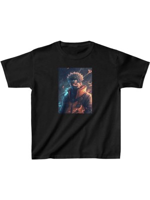 Unisex Çocuk Baskılı T-Shirt - Siyah