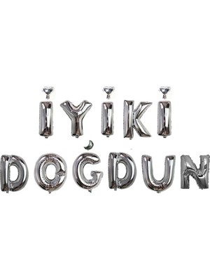 Feyza Design Gümüş Renkli 16'' Folyo Balon Seti - Parti Malzemeleri