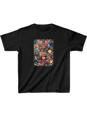 Unisex Çocuk Baskılı T-Shirt - Siyah