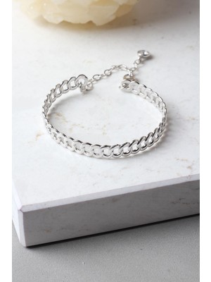 By Barun Kelepçe Bileklik Yuvarlak 925 Ayar Gümüş Zincir Bileklik