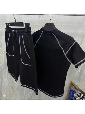 Emh Store Unisex Karoyaka Dikişli Şortlu Takım - Siyah