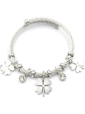 Yonca Charm Bilezik - Gümüş