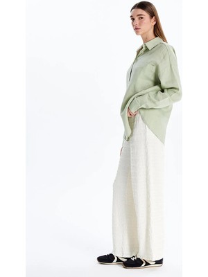 Lc Waikiki Yeni Sezon Beli Lastikli Dokulu Geniş Paça Kadın Pantolon