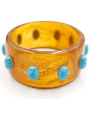 Turkuaz Taşlı Bilezik - Kahverengi