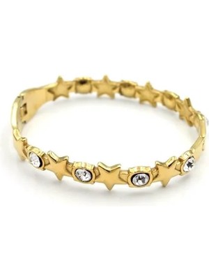 Taşlı Yıldız Bilezik - Altın