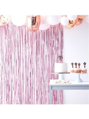 Feyza Design Metalize Fon Perde Duvar Perdesi Pembe Renk