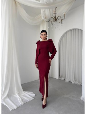 Nils Butik Sırt Dekolteli Düğme Detaylı Zarif Elbise