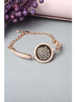 By Barun Ayetel Kürsi Bileklik 925 Ayar Gümüş Zirkon Taşlı Kelepçe Yuvarlak Zincirli Bileklik