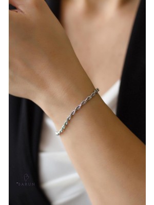 By Barun Burma Burgu Bileklik Halat Model 925 Ayar Gümüş Spor Zincir Bileklik