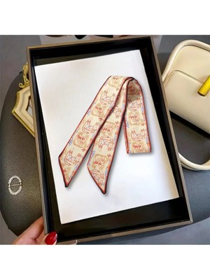 Nurfemina Turuncu Kedi Figürlü Çanta Bileklik Saç Çok Amaçlı Kadın Kelebek Fular / Saç Bandana / Saç Aksesuar