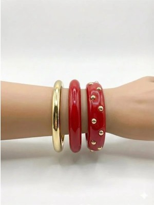 3'lü Set Bilezik - Kırmızı